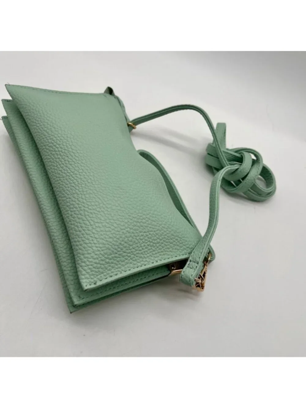Unbranded Light Mint Pebbled FauxLeather Reversible Wristlet
